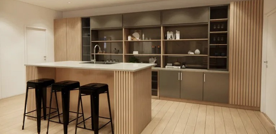 Small space mini bar at home with stylish features