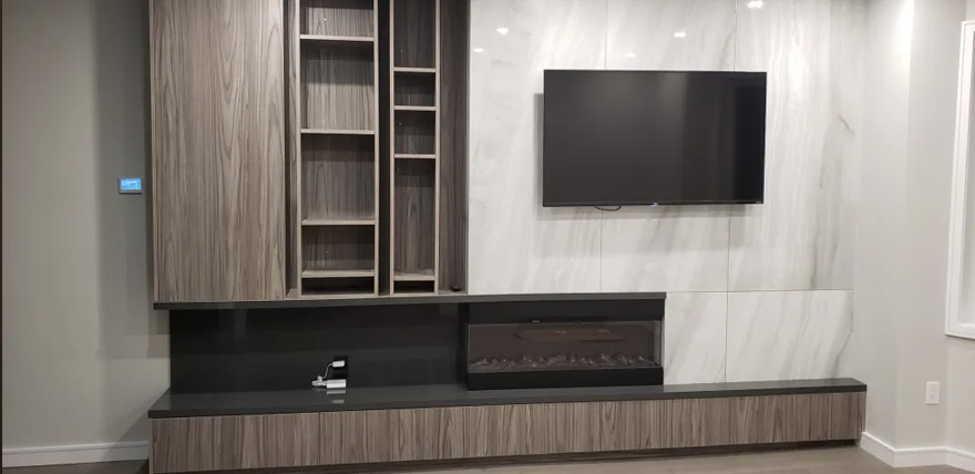 Custom built-in wall units with fireplace